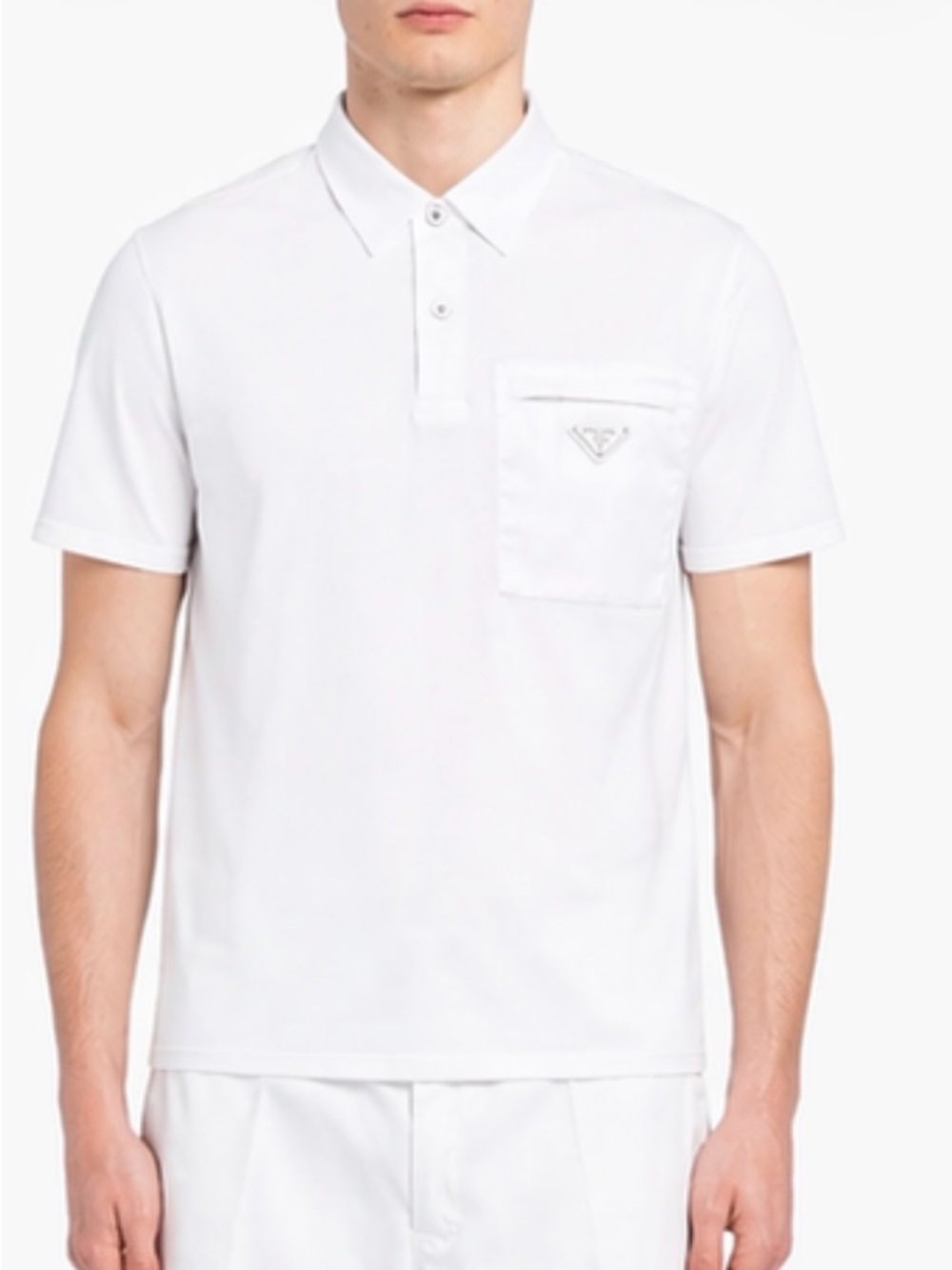 Prada Stretch Cotton Polo Shirt with Nylon Details - Picture 9 of 9